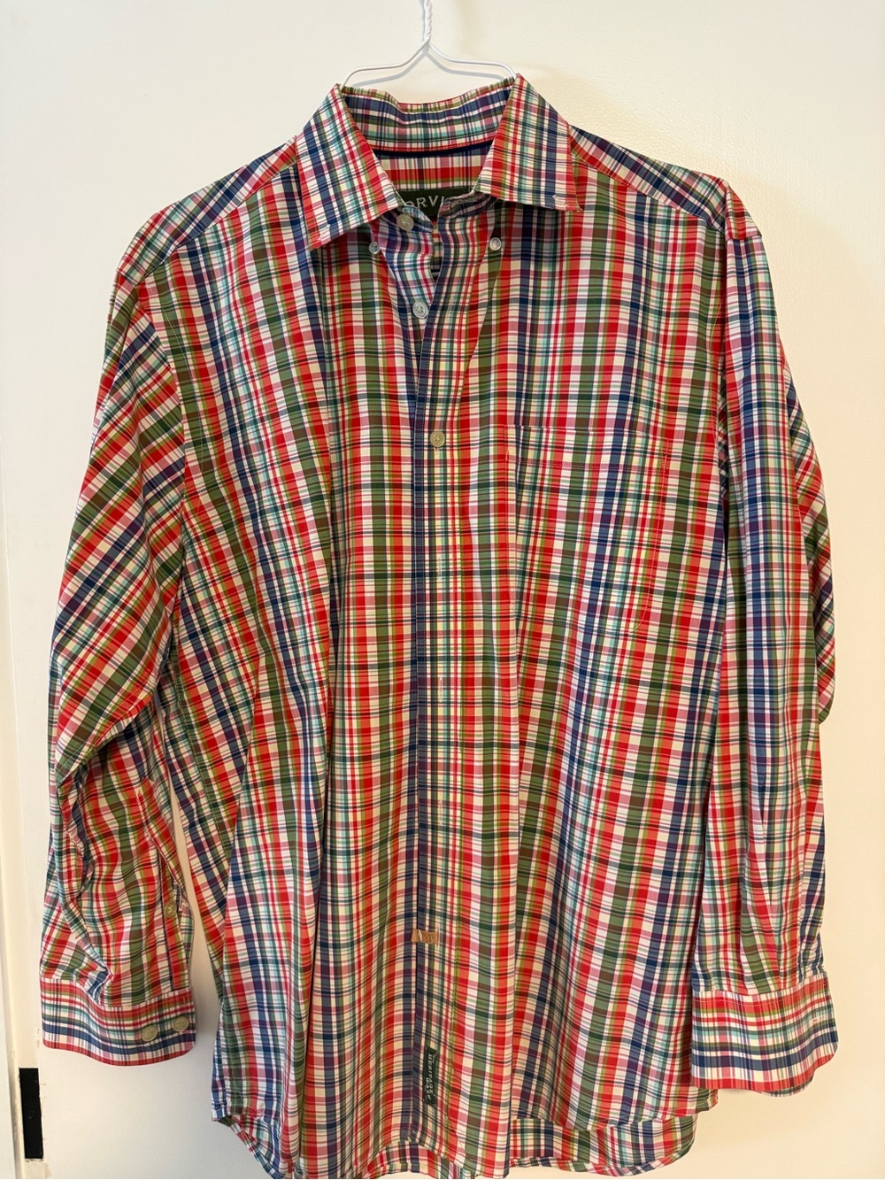 Orvis Red Green Blue Plaid Button-Down Shirt